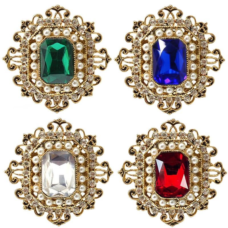 Cross-border Zinc Alloy Diamond Pearl Large Glass Imitation Walking Light Retro Women's Accessories Chest Women's Dress Wedding Dress Accessories Corsage