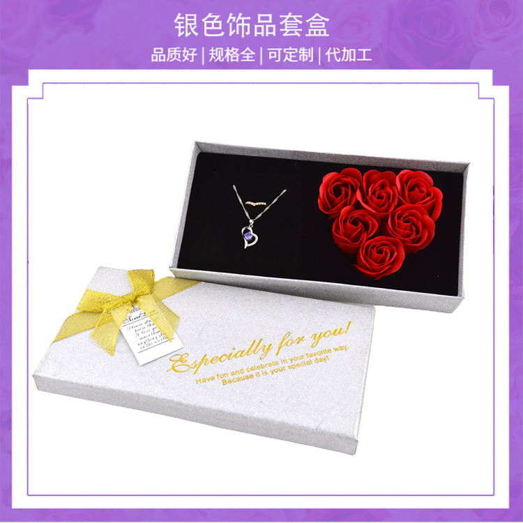 七夕情人节礼物批发银色饰品盒创意小熊首饰盒心型海绵银色饰品盒