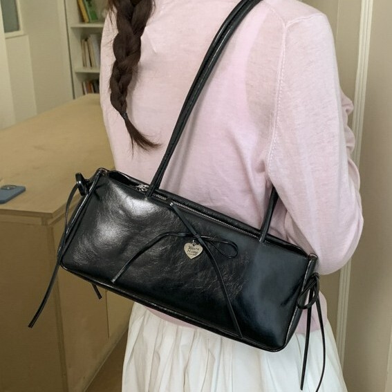 Solid Color Bow Tie Paired with a Fashionable and Versatile Shoulder Bag 206 New Style Elegant Commuter High-Quality Texture Underarm Bag