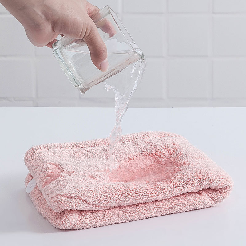 Toalha de cabelo absorvente em velo coral secagem rápida_voghion.com