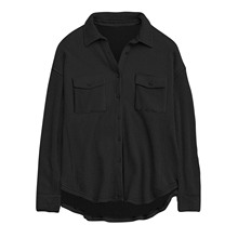 2025欧美女士口袋衬衣 纯色休闲宽松长袖华夫格上衣