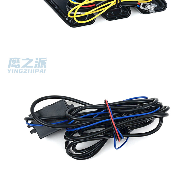 Universal car daytime running lights for Mustang, dynamic flowing light in white, yellow, and blue, original car fog light frame, cross-border exclusive product