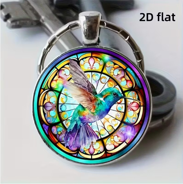 Cross-Border Fashion Charming Hummingbird Glass Alloy Keychain - Unique and Cute Wallet and Backpack Accessory