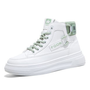 Women's Velvet Cotton Shoes 2024 Autumn and Winter New Sports Casual Shoes High-Top White Shoes
