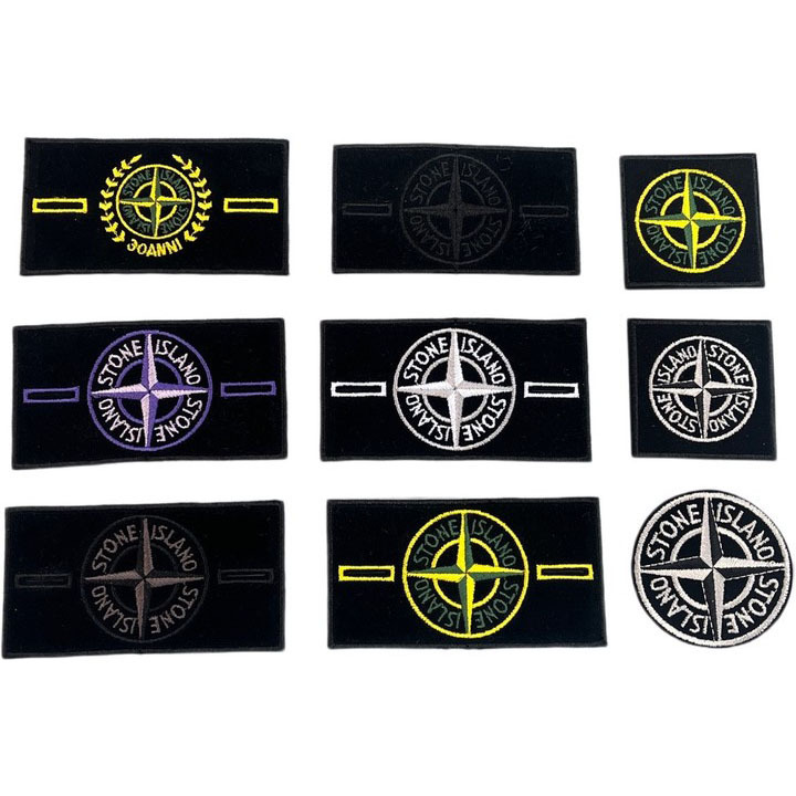 Factory Direct Sales Stone Island Embroidered Cloth Patches with Adhesive Backing, Cartoon Image Magic Tape Badges for Clothing Decoration