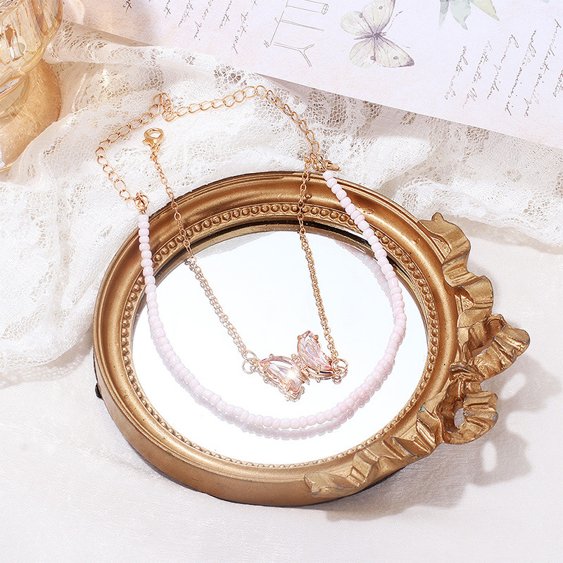 Beaded Design Fashion Butterfly Alloy Beaded Arylic Anklet