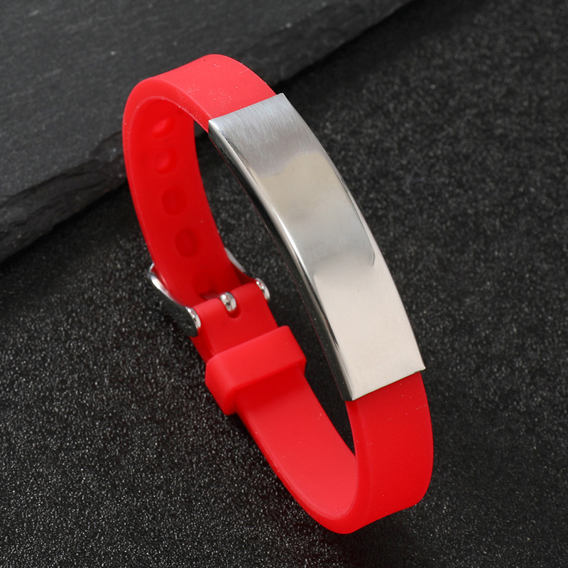 Pulsera de silicona de acero inoxidable transfronterizo pareja multicolor extraíble de acero inoxidable letras LOGO pulsera deportiva de silicona