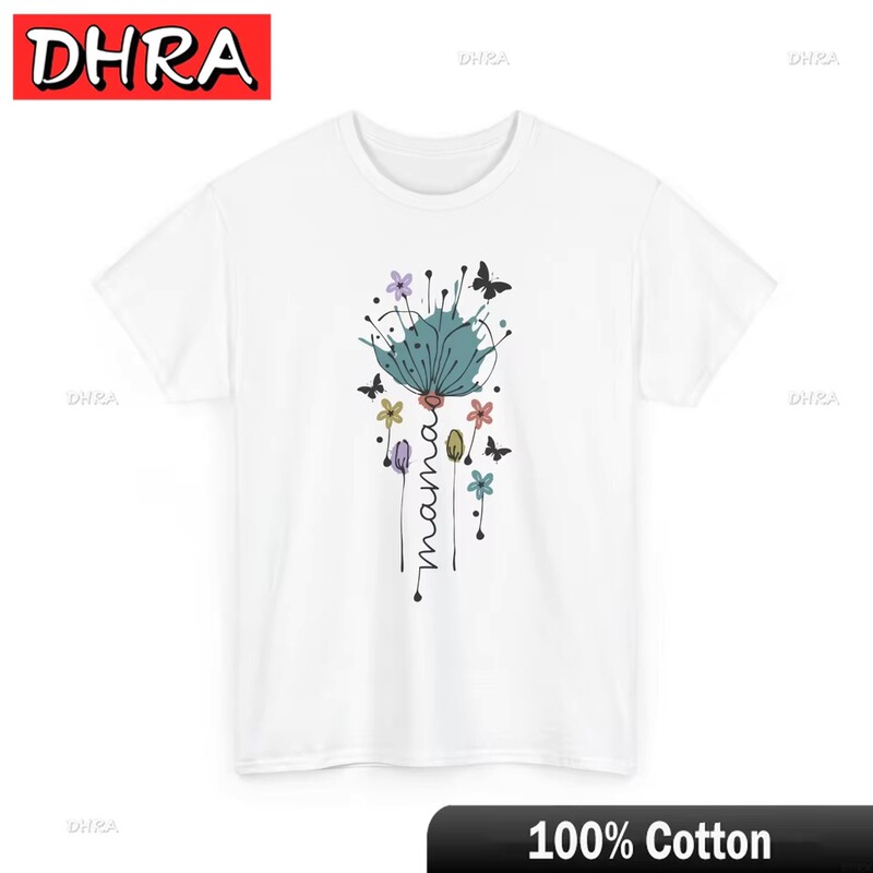Cross-Border European Size Mom Floral T-Shirt, Funny Mom Life T-Shirt, Cute Mother's Day Gift T-Shirt, Aesthetic T-Shirt