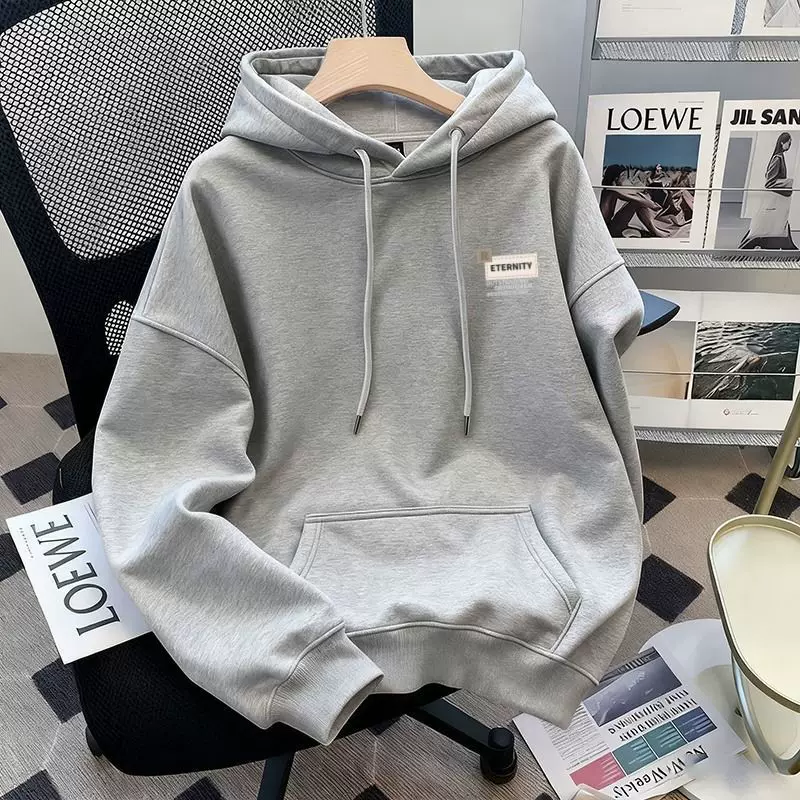 新款卫衣男潮流连帽重磅高街纯棉oversize宽松百搭秋冬上衣男长袖