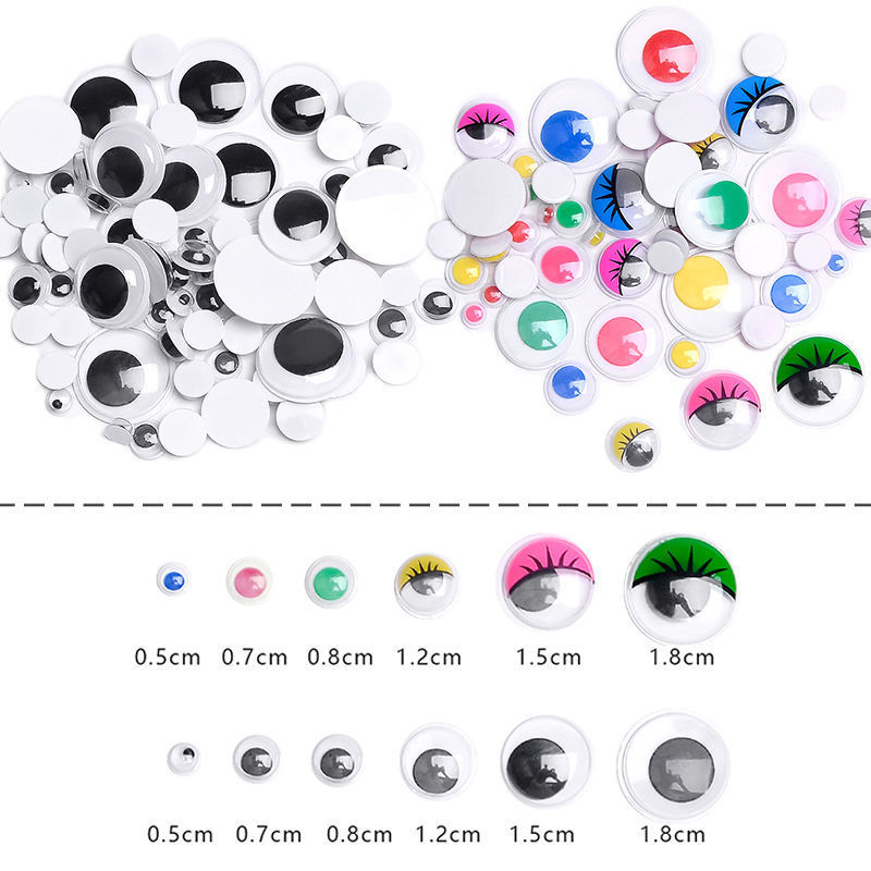 With adhesive black and white color movable eyes animal eye stickers diy handmade three-dimensional eye movement material accessories
