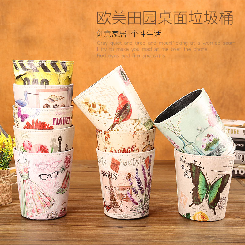 復古桌面垃圾桶無蓋小號迷你家用客廳餐桌台面桌上果皮雜物收納筒