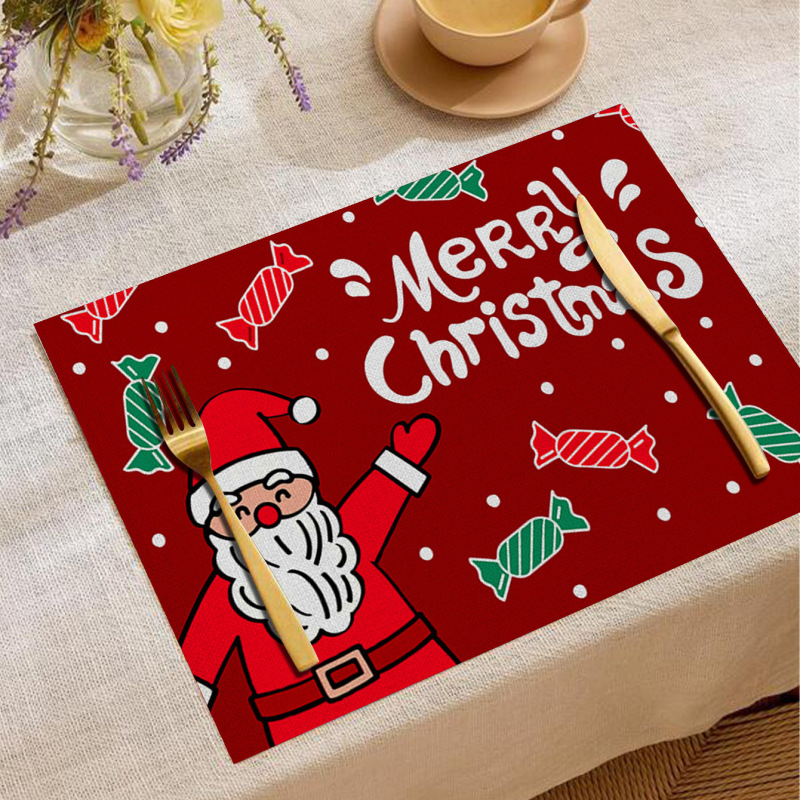 アマゾンの新商品のリネンの正方形の食事マットクリスマスの祝日の雰囲気は食事の布のレストランを配置してお茶のテーブルのマットを美しくします。|undefined