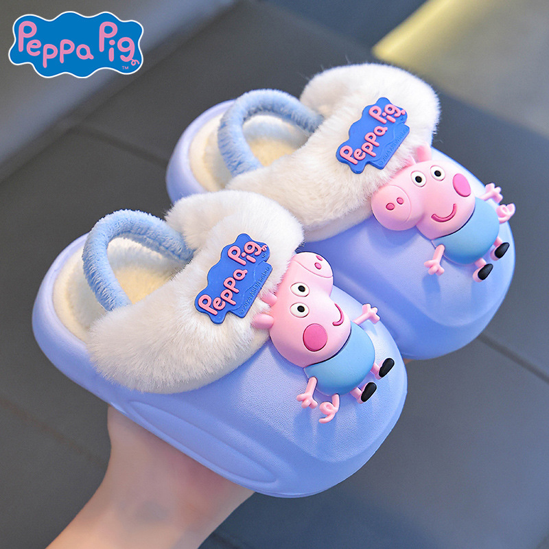Piggy Page zapatillas de algodón de invierno para niños, niños, niñas y niñas, cinta elástica, calor y terciado, bolsas de tacones de algodón para niños y niños