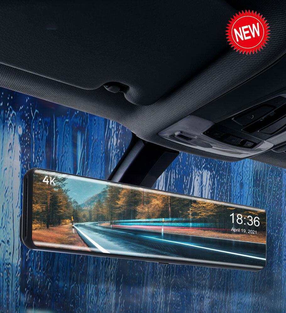 Streaming media driving recorder HD 4K rearview mirror double recording 12-inch reversing image WiFi interconnection GPS
