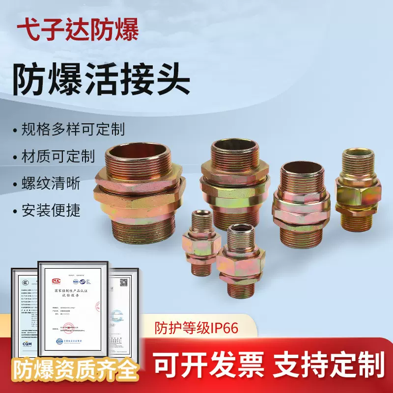 厂家供应防爆活接头bhj-i-c双外丝螺纹防爆挠性管管件防爆堵头
