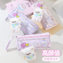 小清新学生满印笔袋女孩幼童学生文具盒收纳大容量可爱少女笔