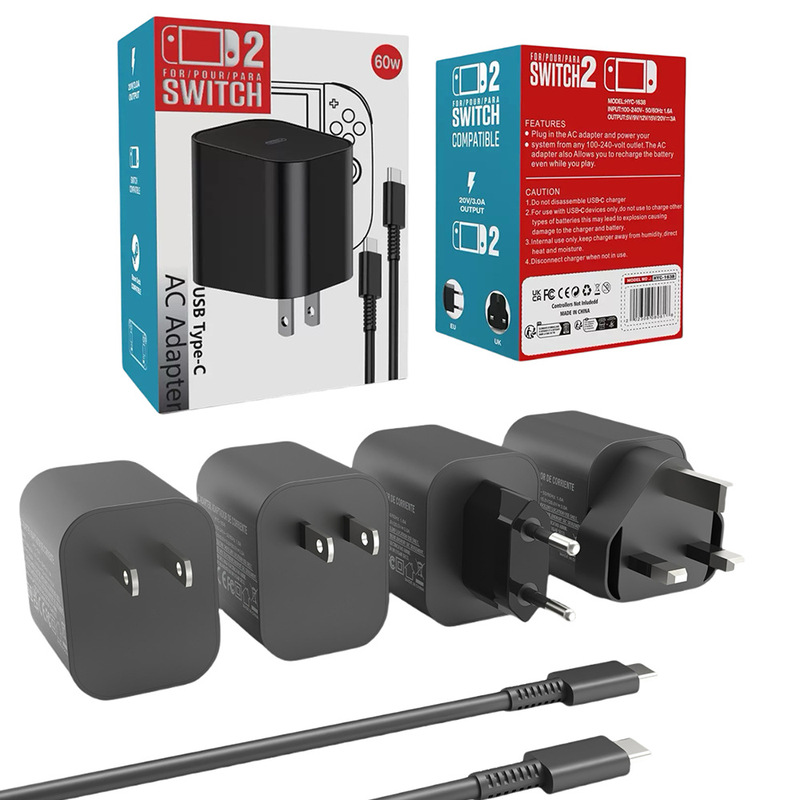 New Nintendo Switch 2 Console 60W Charger Switch 2 Fast Charging Fire Bull Ns2 Power Adapter