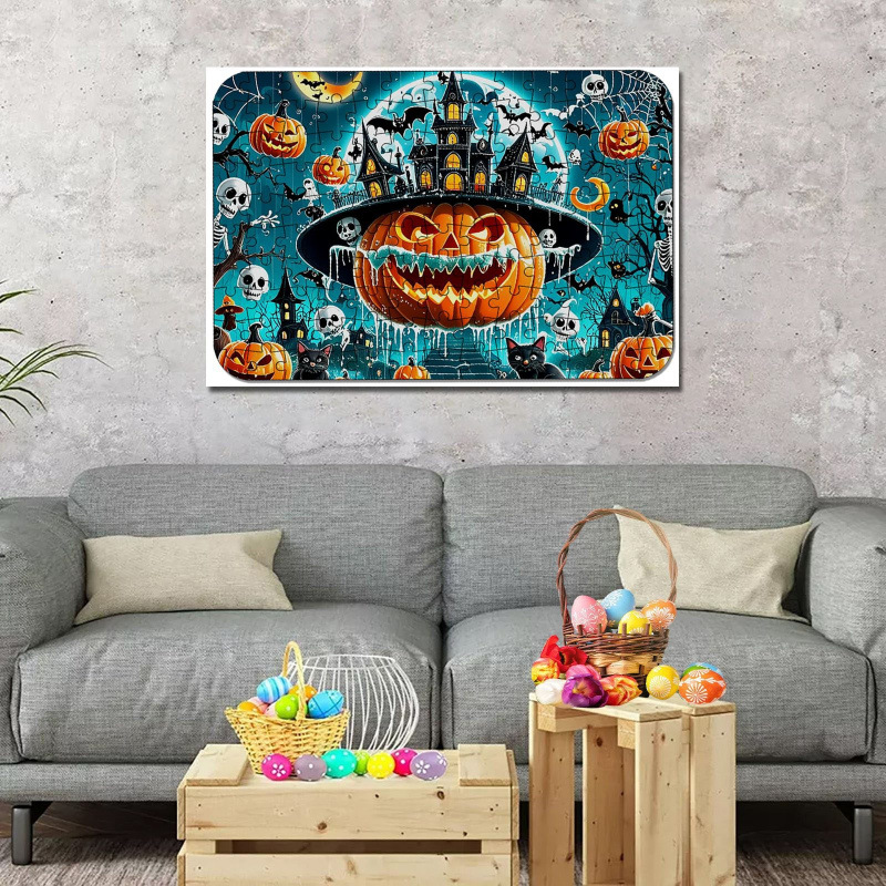 Cross-Border Halloween Magic Evil Witch Pumpkin Head Family Puzzle Game Paper Puzzle Home Decoration