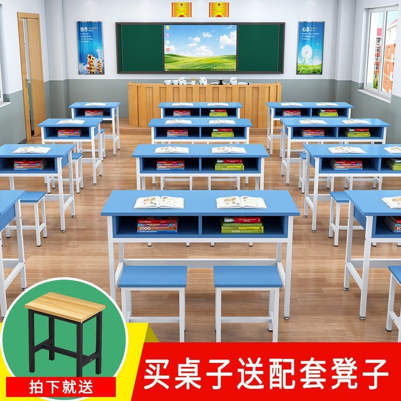 学生用机と椅子、引き出し付き二段机、塾指導用シングル、ダブル、3人用会議トレーニングデスク|undefined