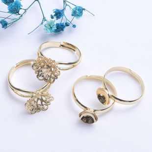 ��ɫ14K����8mm���л��P��ָ�п�ճ�����ƷDIY�ֹ���ָ�������