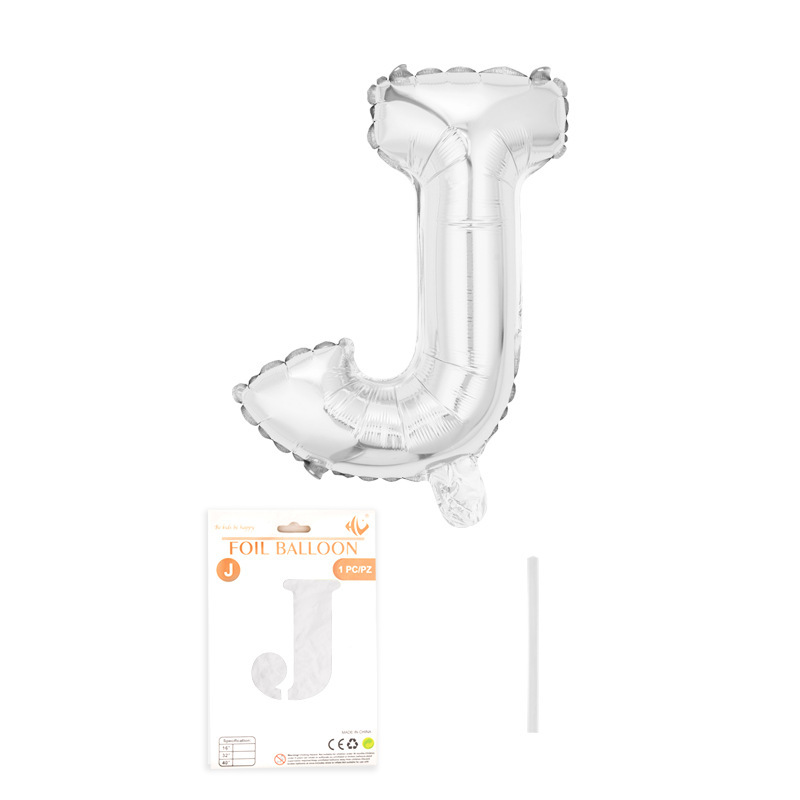 16 pulgadas alfabeto inglés tarjeta de papel independiente embalaje película de aluminio globo decoración de fiesta de cumpleaños diseño papel de aluminio globo al por mayor