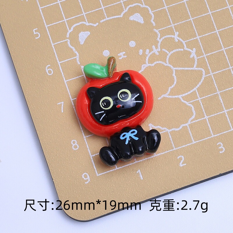 可爱苹果小黑猫卡通diy饰品配件奶油胶树脂小配件洞洞鞋扣材料包|undefined
