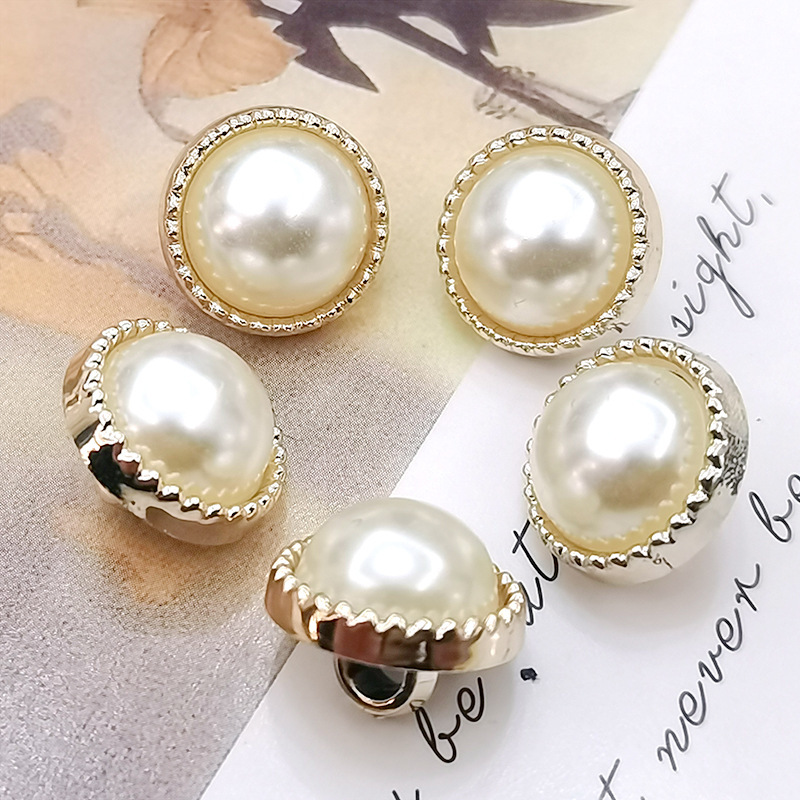 Plastic Button Tweed Coat Jewelry Phnom Penh Pearl Fragrant Button Hand-stitched Trenchcoat Round Double Shirt Button