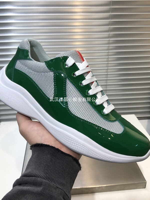 European and American Big-Name P Men's Sports and Casual Shoes Patent Leather Color Matching Mesh Breathable Versatile British Thick-Soled Sneakers Trendy g