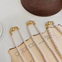 磁铁珍珠项链 轻奢小众锁骨链 高级感百搭施家珍珠毛衣链女