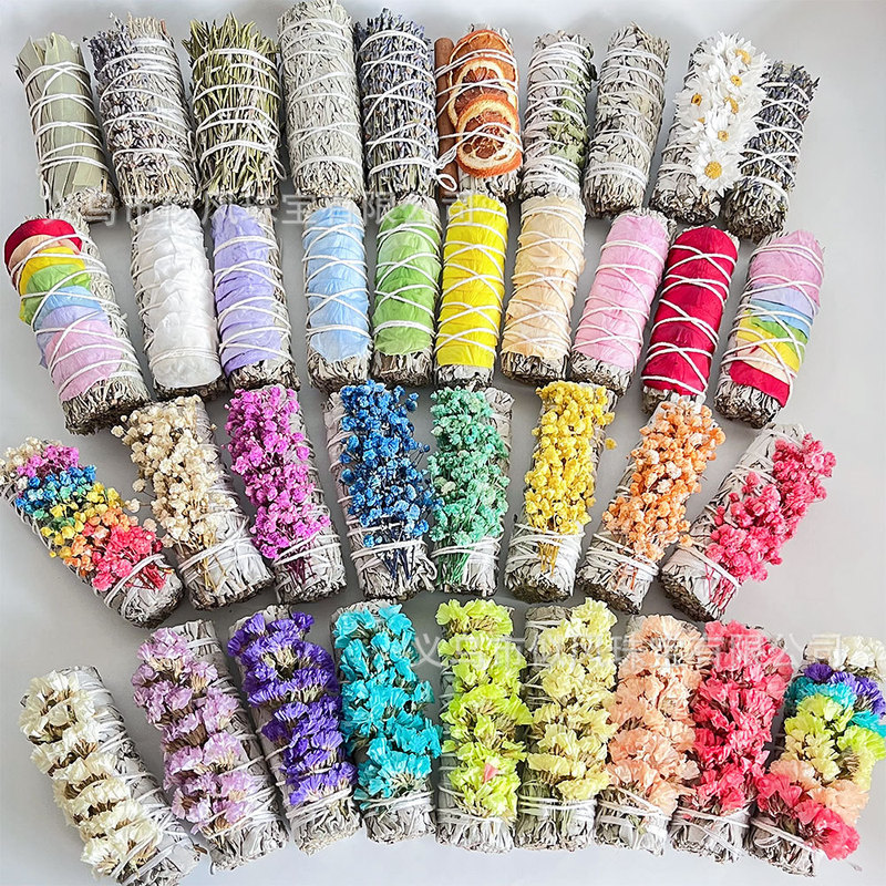 Imported White Sage holy wood stick Blue Sage aromatherapy stick dried flower binding meditation Sage Bundles wholesale
