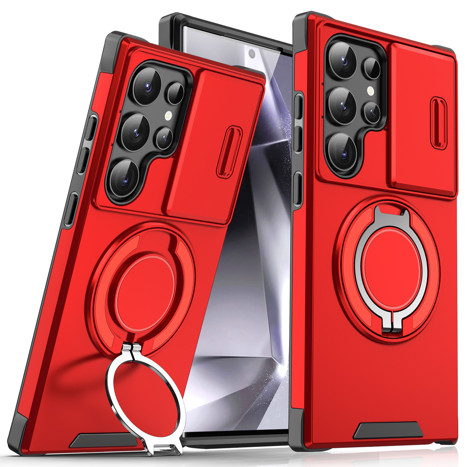 Compatible With Samsung S25 Lingke Phone Case S24 Ultra Push Window Stand A55 Shockproof A15 Protective Cover_voghion.com