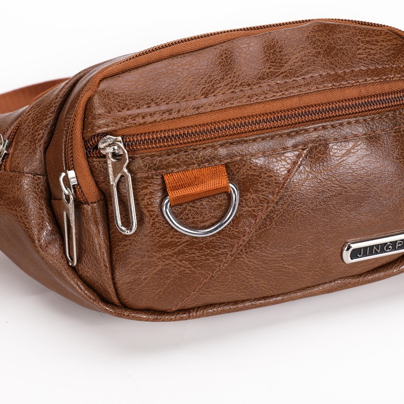 Bolso de cintura para hombre de cuero PU, bolso cruzado pequeño, multifuncional y ligero, venta al por mayor