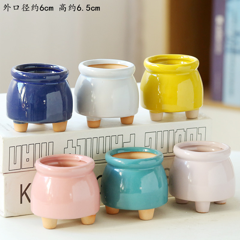 Succulent flower pot ceramic pastoral cartoon special offer breathable stoneware clearance small size thumb basin desktop creative Succulent flower pot ceramic pastoral cartoon special offer breathable stoneware clearance small size thumb basin desktop creative