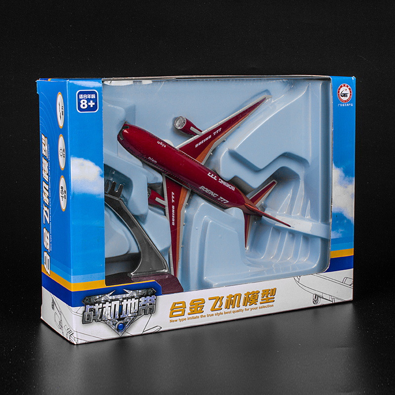 Caipo 51473B aleación aviones de juguete modelo niños simulación sonido 777 avión pasajeros sonido y luz Tire hacia atrás caja color