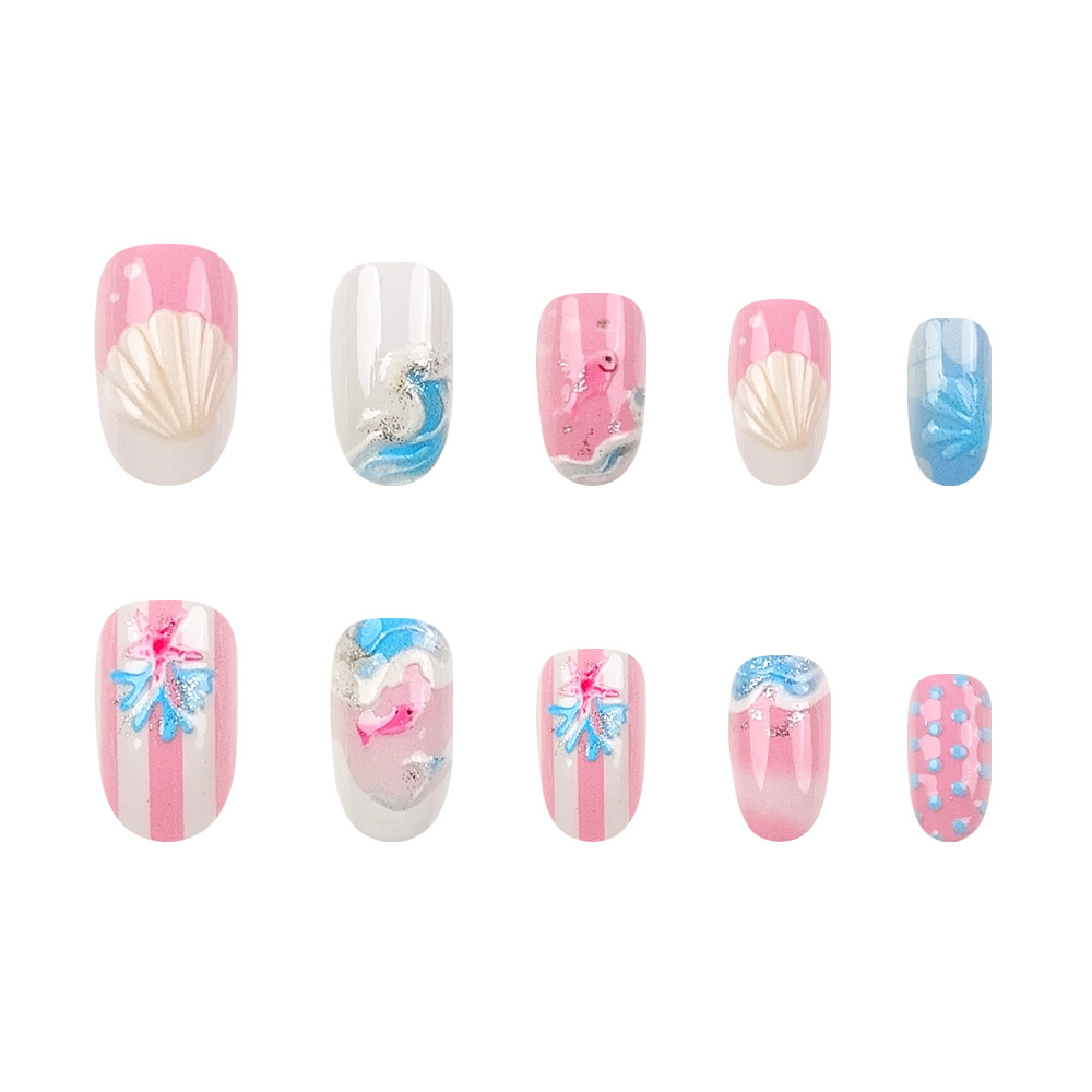 Manicure Wearable Pink Strip Gradient 3D Shell Coral Pequeño Pequeño