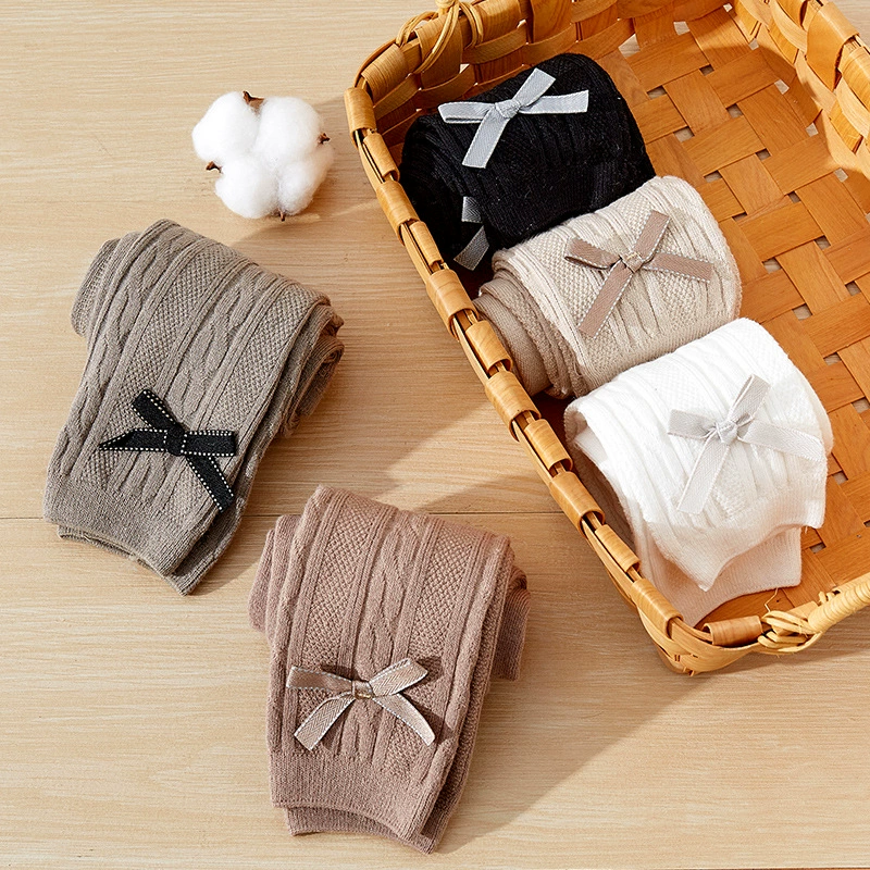 Leggings girl's, thin trousers, children's tights with bow