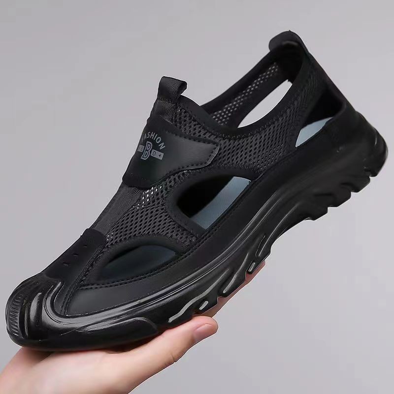 Summer Breathable Men's Toe-Toe Sandals, Hollow Mesh Clogs, Outdoor Lightweight Sports and Leisure Beach Shoes, Men's Shoes