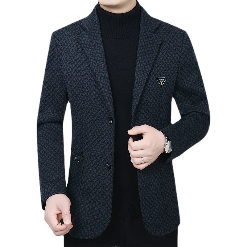 2025 Новый мужской приталенный рабочий пиджак Весенний мужской легкий деловой повседневный шерстяной пиджак Топ Мужская оптовая продажа