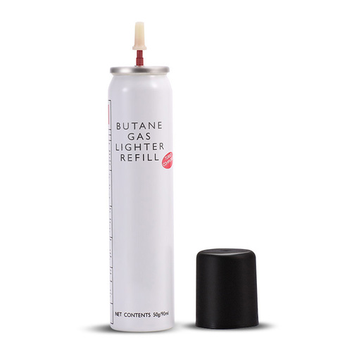 Gas canister with plastic nozzle for high-purity butane filling, universal lighter refilling canister, 90ml