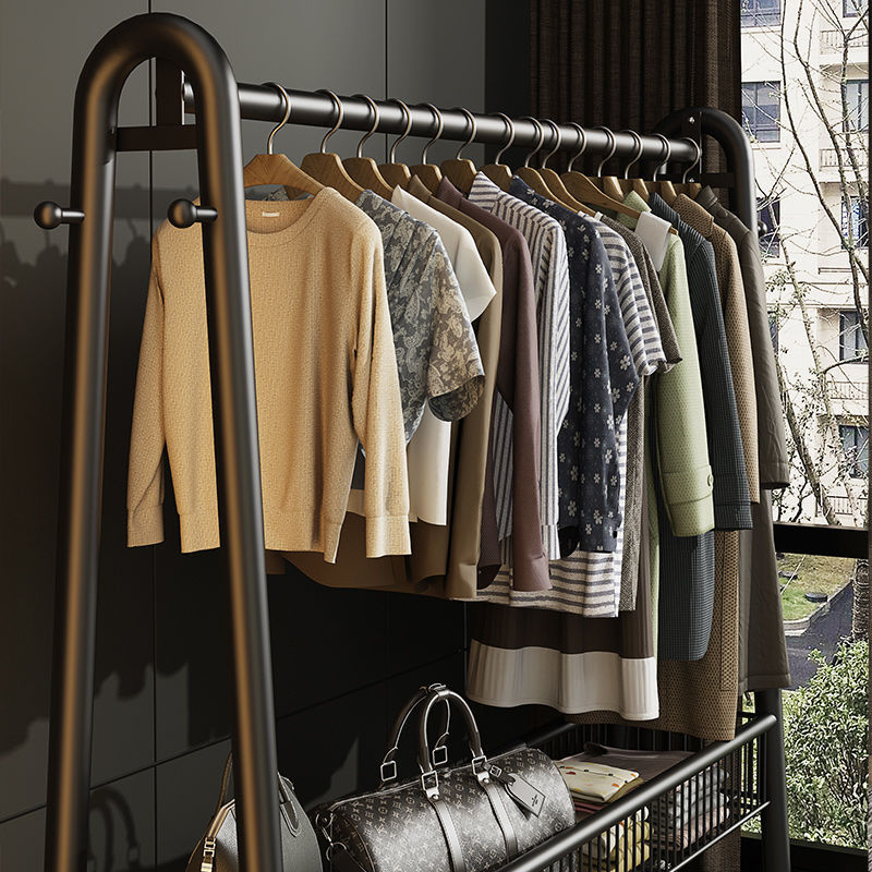 Balcony Bedroom Clothes Rack Simple Indoor Single-Pole Coat Rack Clothes Drying Rack Thickened Floor-Standing Household Clothes Drying Rack