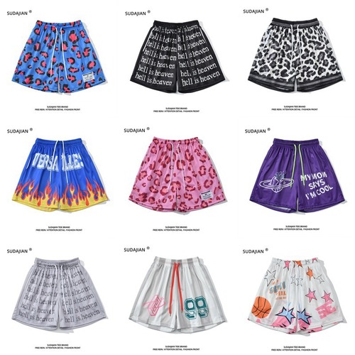 Men's Inseam Short Shorts Basketball Pants, Mesh Style, Loose Fit, Summer Sports Training, Breathable and Quick-Drying, Four-Pocket Fashion Shorts