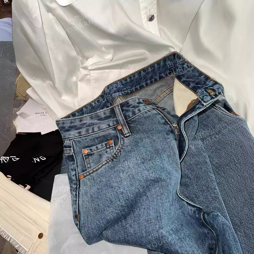 25 봄과 여름 추천 바지 북유럽 높은 허리 레트로 느슨한 작은 직선 청바지