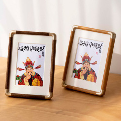 Wooden Real Finger, Who Gets Rich, Copper Horn Frame, Table 7-inch 8-inch God of Wealth, Rapid Wealth Ornament, Outer Frame Wholesale