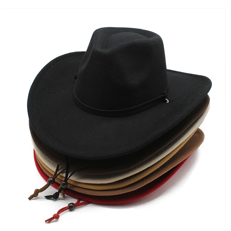 Unisex Retro Cowboy Style Solid Color Wide Eaves Fedora Hat display picture 1