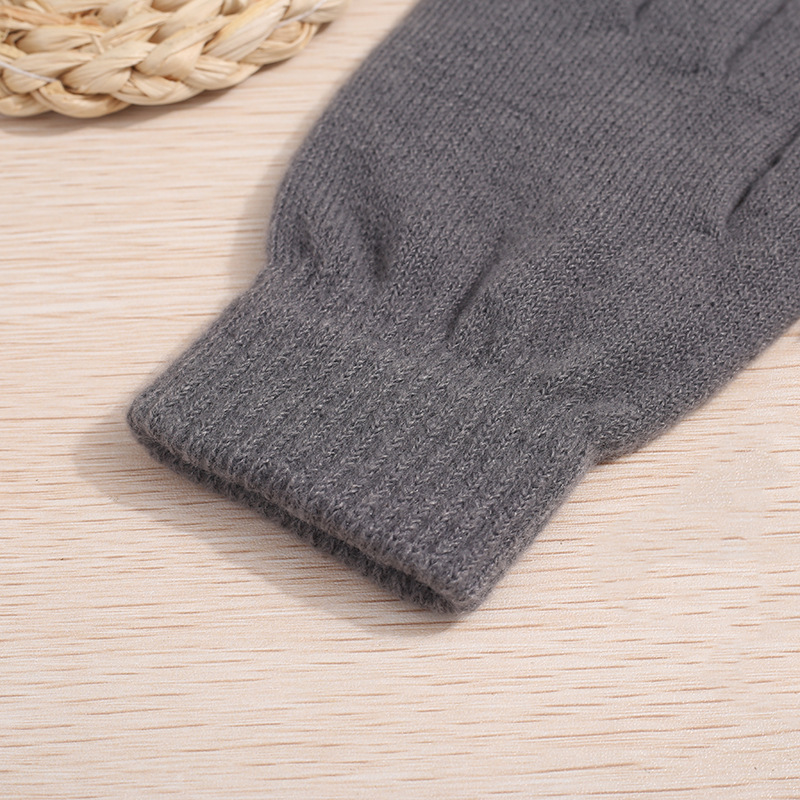 Gentle and Comfortable Warm Hand Lock Warm and Dense Velvet Gloves Bike Riding Warm Solid Color Minimalist Knitted Acrylic Gloves
