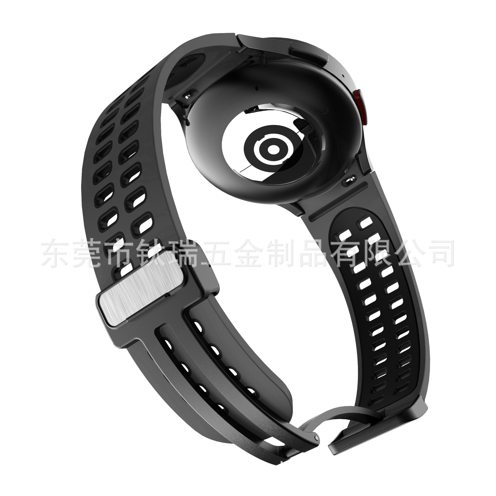 Aplicable a Samsung Galaxy watch6/5/4 correa de silicona de dos colores watch5pro hebilla plegable magnética universal