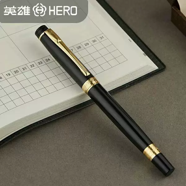 Hero 3802 Signature Pen High-End Business Office Gift Engraving Metal Rod Black Gold Clip Heavy Feel Signature Pen