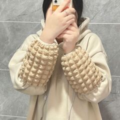 高顏值泡泡格袖套冬季秋冬季防污耐髒學生羽絨服護袖成人工作套袖