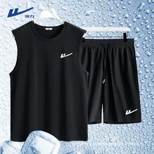 速干运动套装男夏季背心短裤男士健身房服跑步篮球衣男款一套