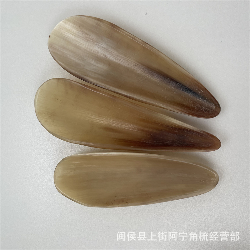 Natural Buffalo Horn Gua Sha Board Half-Edge Scraping Plate for Beauty Massage and Body Care overview
